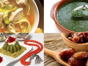 شوربة الدجاج بالجزر، الملوخية، ومفروكة بالفستق