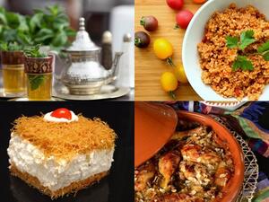 برغل بالبندورة، طاجين الكسكي والدجاج، والعثملية