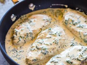 دجاج بالبارميجان والثوم