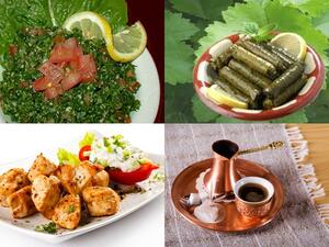 تبولة، شيش طاووق وورق عنب لبناني