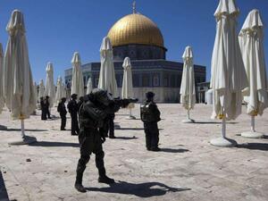 Israeli police regularly escort right-wing settlers through the Al Aqsa compound, violating the peace accord. (AFP/File)