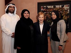 فريق "ويش" في قطر مع السيدة الأمريكية الأولى سابقاً، روزالين كارتر، أثناء تواجدهم في مركز كارتر في مدينة أطلانطا بولاية جورجيا