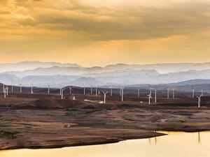 Wind turbines on the hill of the Alborz mountain range of northwestern Iran (Shutterstock)