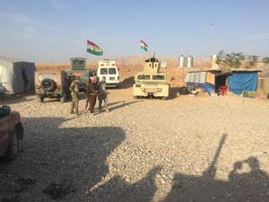 Peshmerga soldiers at their base at Bashiqa, northeast of Mosul (Al Bawaba/Adam Lucente)