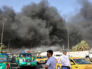 A fire spread through Iraq's biggest ballot warehouse in Baghdad, Sunday. (AFP/ File)