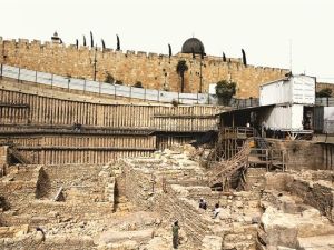 Lead sling stones, bronze arrowheads and ballista stones were found at the excavation site near the City of David adjacent to Jerusalem’s Old City walls.  (AFP/File) 