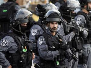 Israeli security forces stand guard in front of the Damascus Gate near the Old City of Jerusalem. (AFP/ File Photo)