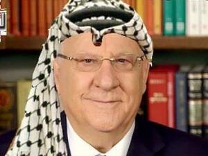 Israelis have been sharing an image of their President Reuven Rivlin wearing the Palestinian Keffiyeh, over his decision not pardon a soldier (Twitter)