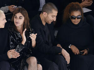 Janet Jackson and her husband Wissam Al Mana attend the Hermes SS16 show at Paris Fashion Week. (AFP)