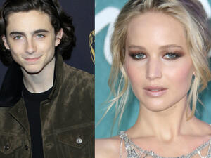 The 'Red Sparrow' actress may be in luck because the 'Lady Bird' actor recently admitted he was a big fan of hers but felt nervous in her presence. (Source: - Kathy Hutchins - Twocoms - Shutterstock)