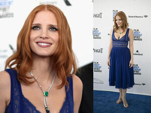 Hollywood actress Jessica Chastain looked stunning in an Elie Saab creation at the Independent Spirit Awards. (AFP)