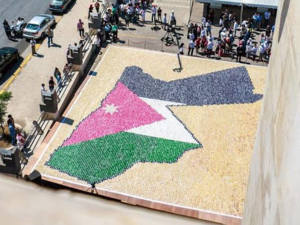 Social media users posted an overhead view of the massive cake mosaic. (Facebook)