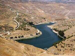 The reservoir of King Talal Dam is the largest reservoir in Jordan, storing freshwater and treated wastewater for irrigation in the Jordan Valley. (Wikipedia)
