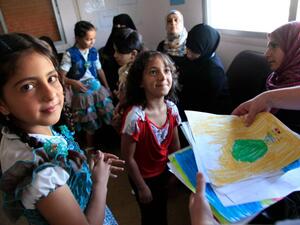 Syrian refugee children in Al-Ramtha, Jordan. (Wikipedia)