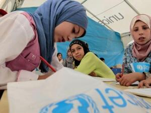 Syrian refugee girls in Jordan's al-Zaatari refugee camp. (AFP/File)