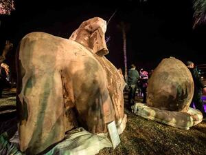 A quartzite colossus of Psamtek I and limestone bust of Seti II were discovered at the ancient Heliopolis archaeological site in Matareya area in Cairo, Egypt. (AFP/ File Photo)
