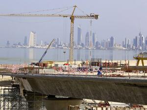 Once completed, the bridge will cut the driving time between Kuwait City and Subbiya to 20-25 minutes from 90 minutes now. (AFP/Yasser Al-Zayyat)