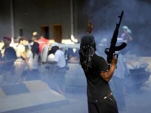 Libyan rebel celebrates