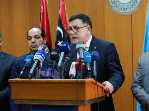Libya’s UN-backed Prime Minister-designate Fayez al-Sarraj speaks during a press conference in the capital, Tripoli, March 30, 2016. (AFP/File)