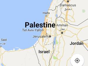 Image shared by Palestinian activists in protest of Google's policies against Palestinians in not labeling it on the map. (Socialmedia)