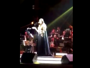 Angham, the Egyptian well-known signer while performing in Riyadh on Saturday. (Screenshot/Twitter)