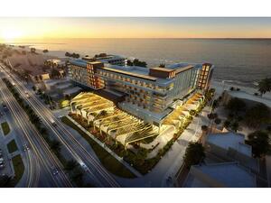 اكتمل الآن 74٪ من أعمال البناء ، ومن المقرر تسليم الفندق في الربع الأخير من عام 2018.