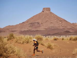 A marathon participant runs through the Sahara desert in Morocco. (AFP/Jean-Philippe Ksiazek) A marathon participant runs through the Sahara desert in Morocco. (AFP/Jean-Philippe Ksiazek)