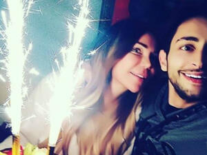 May shared a picture with her son to her official Instagram account in which she is sitting with him in front of a birthday cake. (Source: May Hariri - Instagram)