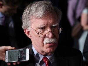 National Security Adviser John Bolton speaks to the media before the arrival of President Donald Trump during a rally at Florida International University in Miami, Florida. (AFP/ File)