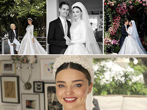 ارتدت العارضة ميراندا كير فستان زفافها من مجموعة هوت كوتور ديور