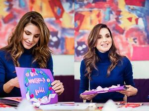 صور ملكة الأردن رانيا العبدالله أناقة طاغية في دار الأمان للأطفال المعنفين