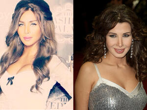 Hisham has had a lot of surgical work done to look like his idol Nancy Ajram. (Image: Albawaba edit)