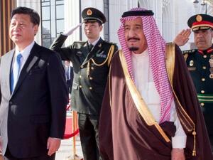 China's President Xi Jinping and Saudi Arabia's King Salman bin Abdul Aziz al-Saud at a ceremony during Xi's first visit to Riyadh in January. (AFP/File)