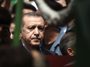Turkish President Recep Tayyip Erdogan attends the funeral of a victim of the coup attempt. (AFP/File)