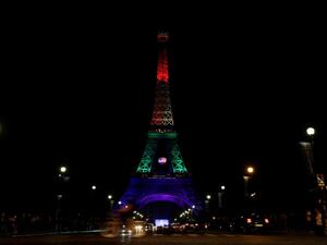Eiffel Tower in Paris illuminated in rainbow colours to pay homage to the victims. (Thomas Samson/AFP)