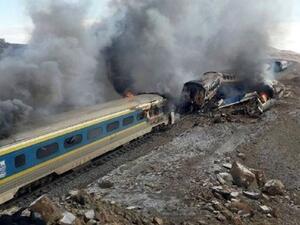 Damaged trains following an accident in the Semnan province. (AFP/File)