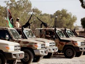 Libyan army vehicles on standby. (Twitter)