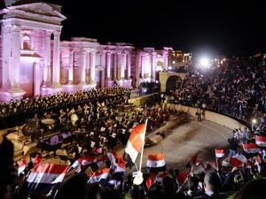 Russian music concert in the ancient theater of Syria's ravaged city of Palmyra on May 6, 2016. (AFP/Louai Beshara) Russian music concert in the ancient theater of Syria's ravaged city of Palmyra on May 6, 2016. (AFP/Louai Beshara)