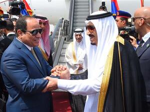 A handout picture released by the Egyptian Presidency on April 11, 2016 shows Saudi King Salman shaking hands with Egyptian President Abdel Fattah el-Sisi before leaving Cairo’s international airport. (AFP/File) A handout picture released by the Egyptian Presidency on April 11, 2016 shows Saudi King Salman shaking hands with Egyptian President Abdel Fattah el-Sisi before leaving Cairo’s international airport. (AFP/File)