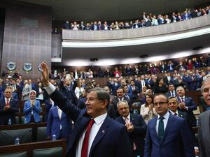 Turkish Prime Minister and leader of Turkey's ruling Justice and Development Party (AKP) Ahmet Davutoglu arrives for an AKP group meeting at the Turkish parliament in Ankara, May 3, 2016. (AFP Photo/Adem Altan)