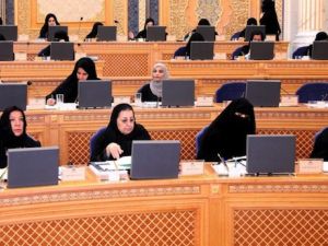 A handout image made available by the Saudi Press Agency (SPA) on March 11, 2013, shows women attending the Shura Council in the capital Riyadh on March 10, 2013. (File photo)