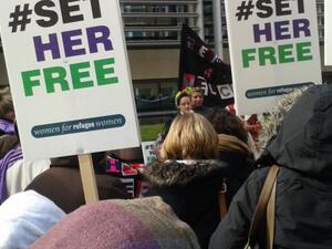 “Home Secretary, you are a woman too”: protesters call on Theresa May to free Yarl's Wood detainees. (AFP/File)