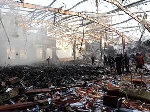 A general view of the destruction following airstrikes by Saudi-led coalition airplanes. (AFP/File)