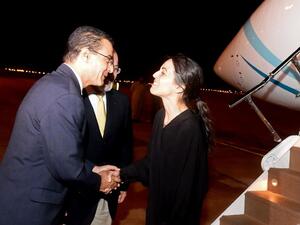 Nourane Houas arrived in Muscat, Oman, after ten months of captivity in Yemen. (AFP/File)