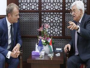 الرئيس عباس خلال لقائه رئيس المجلس الأوروبي، دونالد توسك