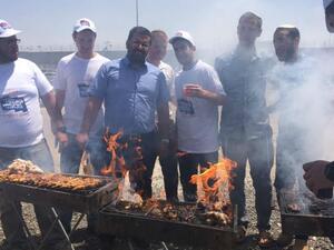 Israelis barbecuing outside Ofer prison in the occupied West Bank. (Joe Dyke/Twitter) 