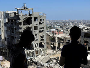 Much of Gaza City’s Shujaiyeh neighborhood was destroyed in the 2014 war. (AFP/Mahmud Hams) 