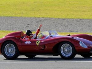 Ferrari Brazilian driver Felipe Massa drives a vintage Ferrari during the second annual Ferrari World Finals festival at the Ricardo Tormo racetrack in Cheste, on November 28, 2010