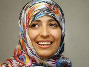 Nobel Prize Winner Tawakul Karman has motivated female volunteers to get more involved in the revolution.