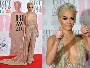 Rita's couture creation by Zuhair Murad is out of this world. (Image: AFP)